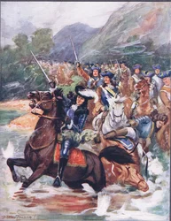 輝かしい思い出を祝福してください...、「有名な戦いのバラード」のイラスト、1900年頃（カラーリソ）