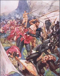 勝利のために！ 「有名な戦いのバラード」のイラスト、1900年頃（カラーリソ）