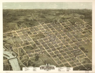 1872 年、サウスカロライナ州コロンビア市の鳥瞰図。