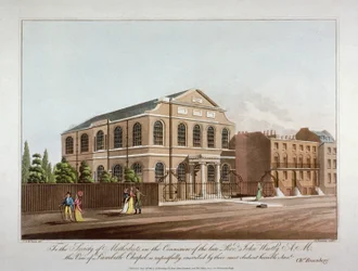 ロンドンのランベスにあるメソジスト礼拝堂、1816 年。