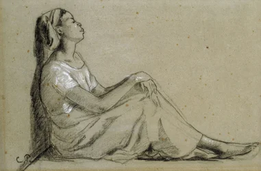 座る若い黒人女性、1855-57年