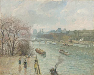 ルーブル美術館、午後、雨の天気、1900