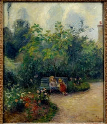 エルミタージュの庭の一角（マチュランの庭） カミーユ・ピサロ（1830-1903）の絵画 1877年。薄さ0.55×0.46m パリ、オルセー美術館