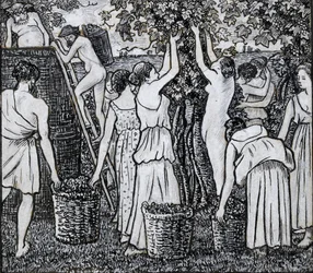 ブドウの収穫、「ダフニスとクロエ」の挿絵のための構図習作、c1895