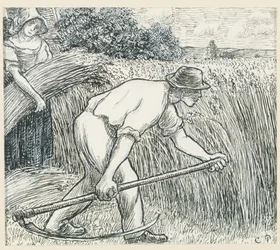 収穫、1895年頃（紙に鉛白のガッシュが付いたペンとインク）