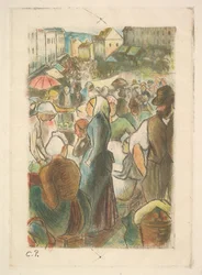 Gisors の市場: Rue Cappeville、1894-95。