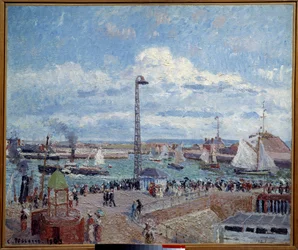 ルアーブルの港の前にある水先案内人の入り江。ピサロ・カミーユ（1830-1903）の絵画
