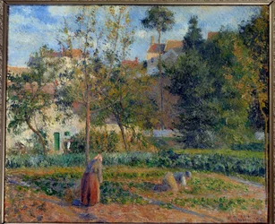 エルミタージュ美術館（ポントワーズ）の菜園 カミーユ・ピサロ（1830-1903）の絵画 1879年 日の丸0,55x0,65 m パリ、オルセー美術館