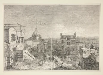 碑文のある家：MDCCXLI。 A. C. [および] Vedute (Views) シリーズより、柱廊と 6 本の柱のある家