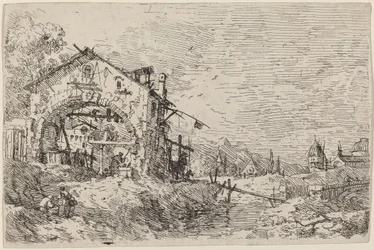 井戸にいる女性のいる風景、c. 17351746。