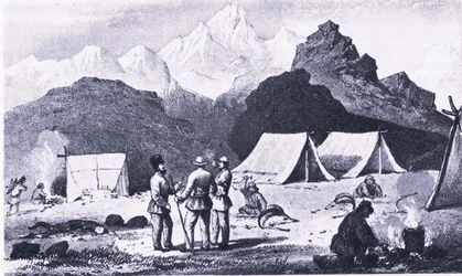 ヒマラヤでのキャンプ（Camp in Himalayas）」（Collins社発行のBritish Adventureより