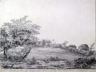 昼下がりのナポレオン1世のロングウッド邸の正面図、セントヘレナ