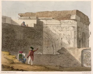 ジョージハーレー（1791-1871）1821によって彫刻された「北アフリカの旅の物語」からのトリポリンアーチ、トリポリ、プレート4