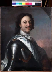 ピョートル大帝 - ロシア皇帝ピョートル1世（1672-1725）の肖像。77 x 62 - 個人蔵