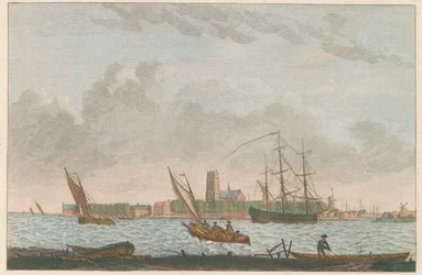 メルヴェーデからのドルドレヒト、1790年頃 Dordrecht van de Merwe to see / La ville Dordrecht - Prize du coté dela riviere dite la Merwe (オブジェクトのタイトル)