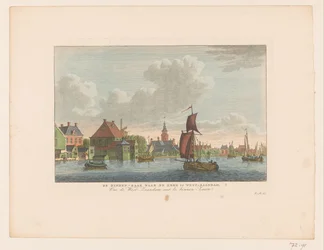 海の向こうに見えるウェストザーンダムの村の眺め Binnen-Zaan から West-Zaandam の教会へ / Vue de West-Zaandam sur le Binnen-Zaan (オブジェクトのタイトル)