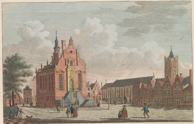 スキーダムの市場と市庁舎、1790年頃 スキーダムの市場と市庁舎 / Marché et hotel de ville à Schiedam (オブジェクトのタイトル)