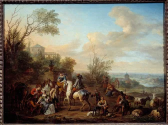狩人のハルト カレル・ファン・ファレンス（1683-1733）の絵画 18世紀 日0.45x0.6m