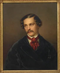 劇作家で作曲家のアレクサンダー・バウマンの肖像、1814～1857年、1845年頃。
