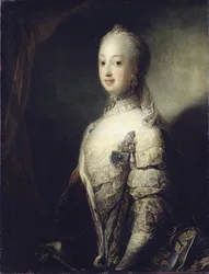 Sophie Madeleine de Danemark, reine de Suede et de Finlande - ピロ、カール・グスタフ（1711-1793）による、スウェーデンの女王、デンマークのソフィア・マグダレーナ（1746-1813）の肖像。油彩・キャンバス