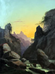 ドイツ語：Schönau bei Teplitz（シェーナウ近くの渓谷）Schönau near Teplitz（テプリッツ近くのシェーナウ