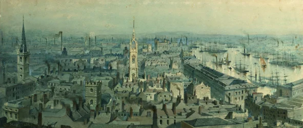 1848年、東向きの記念碑からのロンドンの眺め