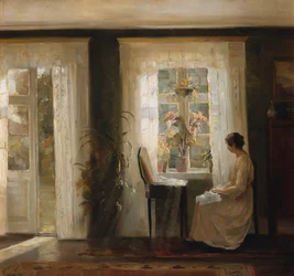 晴れた窓辺の女」（油彩・キャンバス