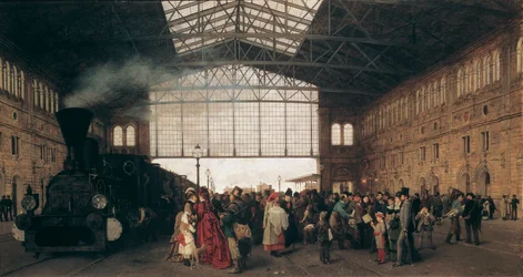 ウィーン北西駅への列車の到着 par Karl Karger (1848-1913)