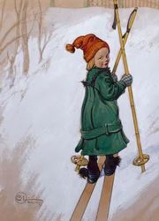 小さな女の子のスキー