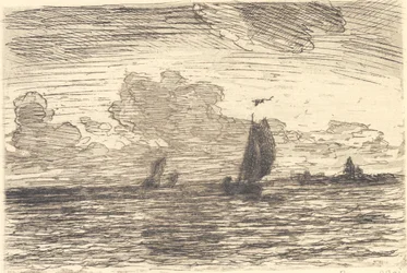 帆の下で船と海兵隊員