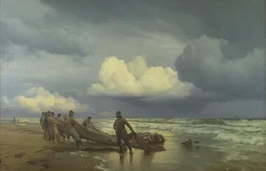 Skagen Nordstrand で水遊びをする漁師たち