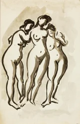女性ヌード3人のグループ