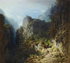 愛好家と山の風景