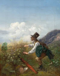蝶を捕る人（植物学者）。1837年頃