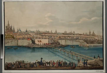 1830年、モスクワのモスクヴォレツキー橋の敷石敷設式。