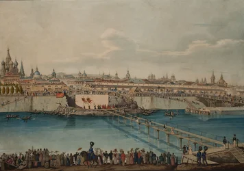 1830年、モスクワのモスクヴォレツキー橋の敷石敷設式。