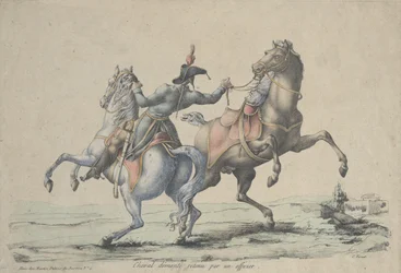 将校に手綱を引かれた下馬した馬、1770～1836年。