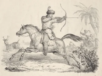 鹿を狩る馬に乗ったコサック、1821～36年。