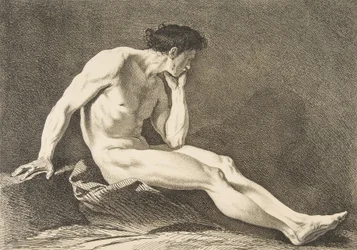 アカデミー：座っている男、1742-43。