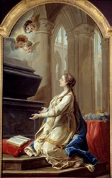祈りの中の聖クロスティルデ カルル・ヴァン・ロー（1705～1765）の絵 18世紀 ブレスト美術館