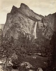 Bridal Veil Fall、940フィート、ヨセミテ、1872年頃、1876年頃に印刷。