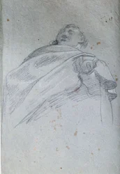 男の胸像 ドレープ カルロ・ボノーニ（1569-1632）による水墨画 17世紀 パリルーヴル美術館
