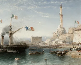 1859年4月、ジェノヴァに上陸するフランス軍（テンペラ画）