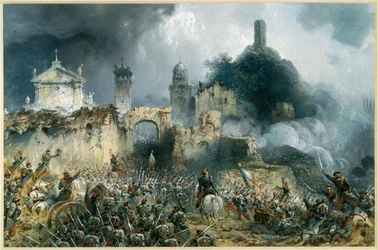 オーストリア軍とピエモンテ・フランコ軍によるソルフェリーノの戦い...（銅版画）
