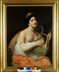 イタリアの詩人ウーゴ・フォスコロ（1778-1827）の最愛の女性、アントニエッタ・ファニャーニ・アレーゼ（1778-1847）の肖像。カルロ・ブルーニによる絵画 19世紀