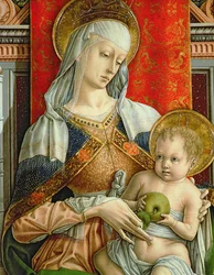 マドンナとチャイルド、SantEmidioポリプティクからの詳細、14636のパネル詳細に1473テンペラ