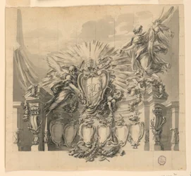 ジュゼッペ・ダ・コペルティーノとジャンヌ・フランソワーズ・ド・シャンタルの列聖のための、ローマのサン・ピエトロ大聖堂のファサードの装飾のためのデザイン