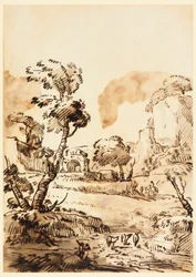 素描《牧歌的な風景》1760-1780年