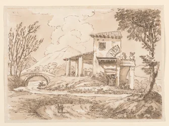 素描《別荘のある風景》1750-60年