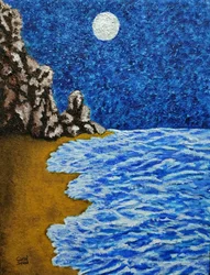 月夜の浜辺